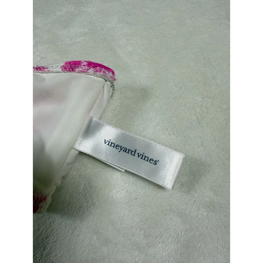 Vineyard Vines Bikini‎ Top Small Pink Palm Tree Print Ruffle Strap Bralette Swim